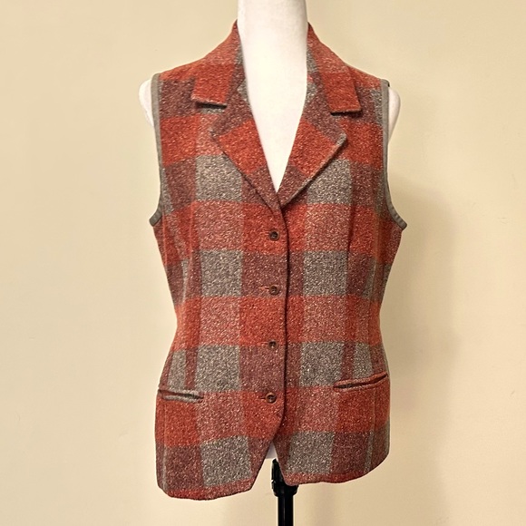 Philippe Adec Paris Earth Tones on Silk Wool 4 Button Front w Back Tie Vest 10 - Picture 8 of 15